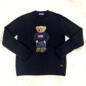 Ralph Lauren Purple Label Cashmere Flag Bear Sweater
